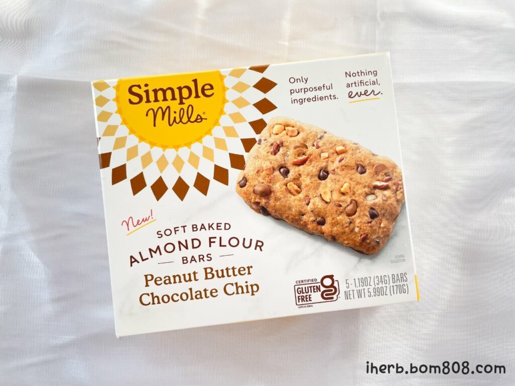 Simple Mills（シンプルミルズ）ソフトベイクドアーモンドフラワーバー｜ピーナッツバターチョコレートチップ